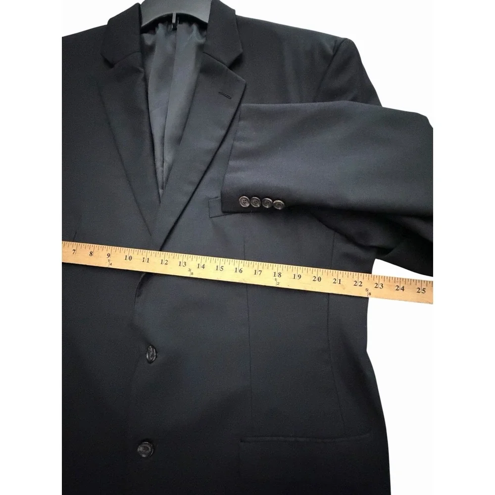 Lauren Ralph Lauren Size 46L Black 100% Wool Button Blazer Coat Mens #CCC11-1